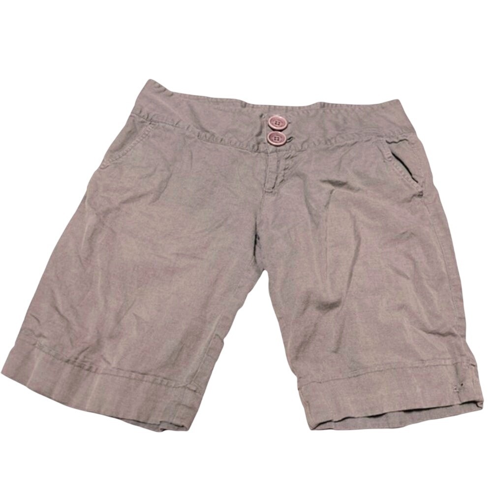 O'Neill Women's Linen‎ Blend Shorts Junior Size 9 Khaki Button Fly